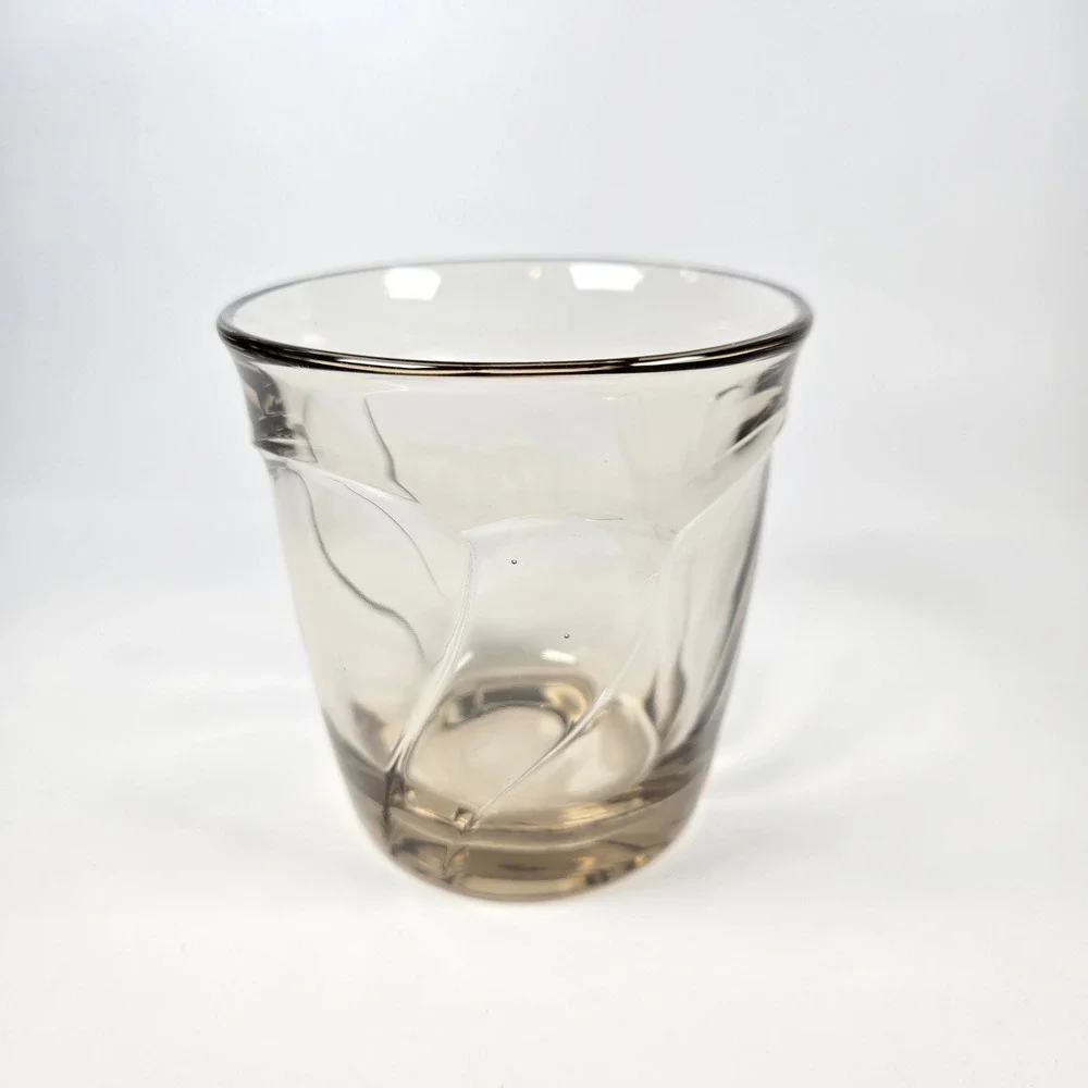 4 Vintage Noritake Sweet Swirl Double Old Fashioned DOF Brown Smoke Glasses EUC‎